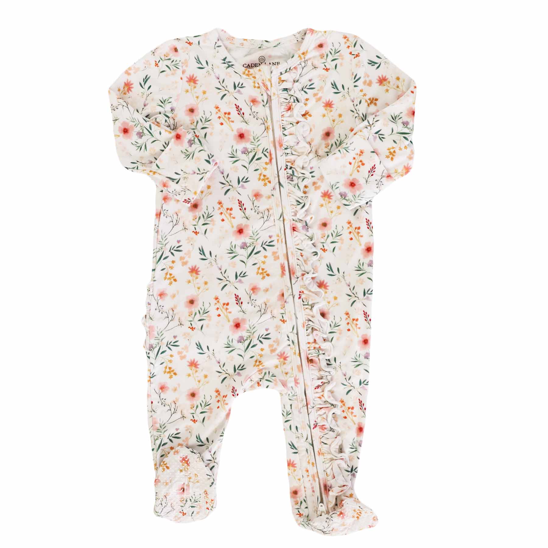 Winnie's Wildflowers Ruffle Zipper Footie - Image 4
