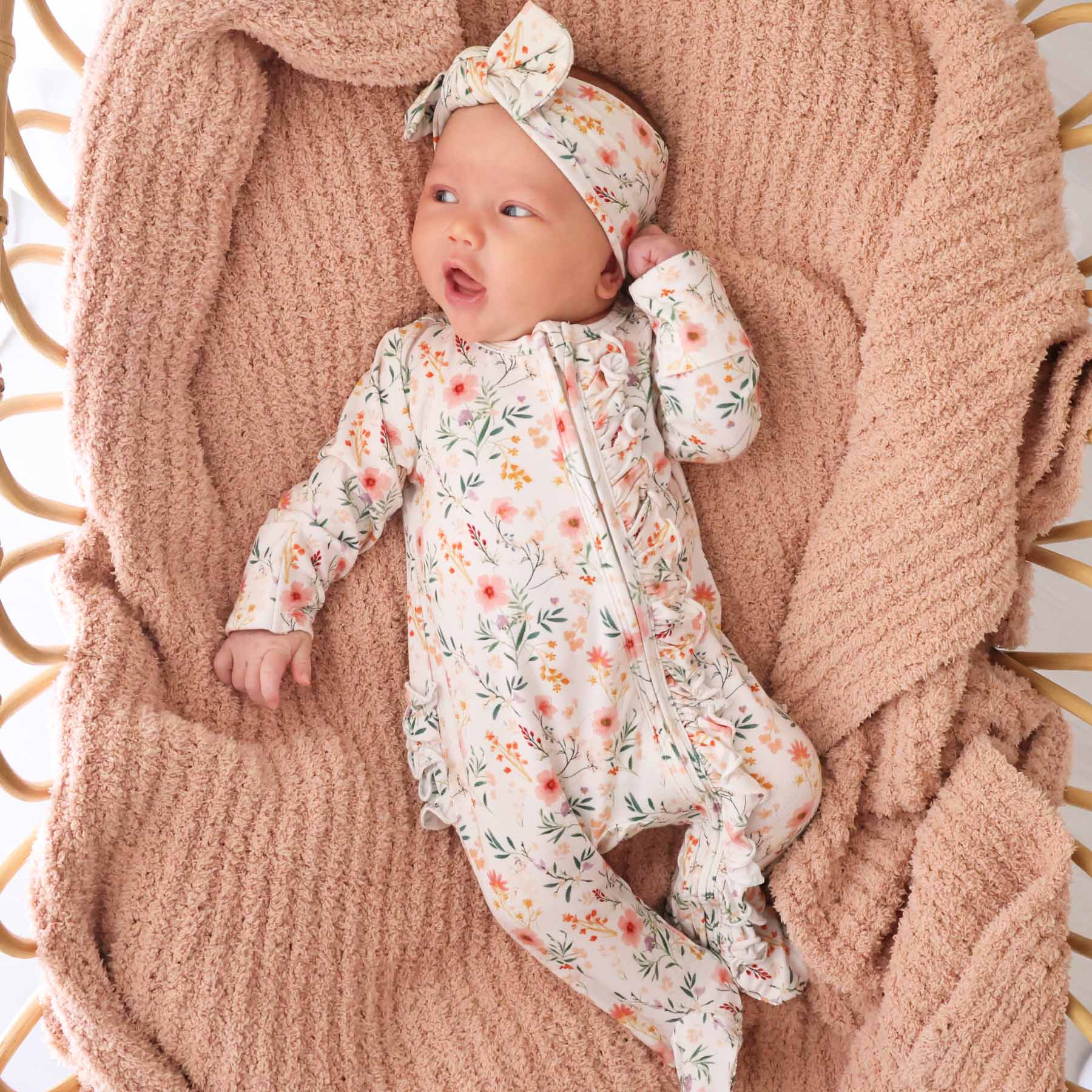 Winnie's Wildflowers Ruffle Zipper Footie - Image 5