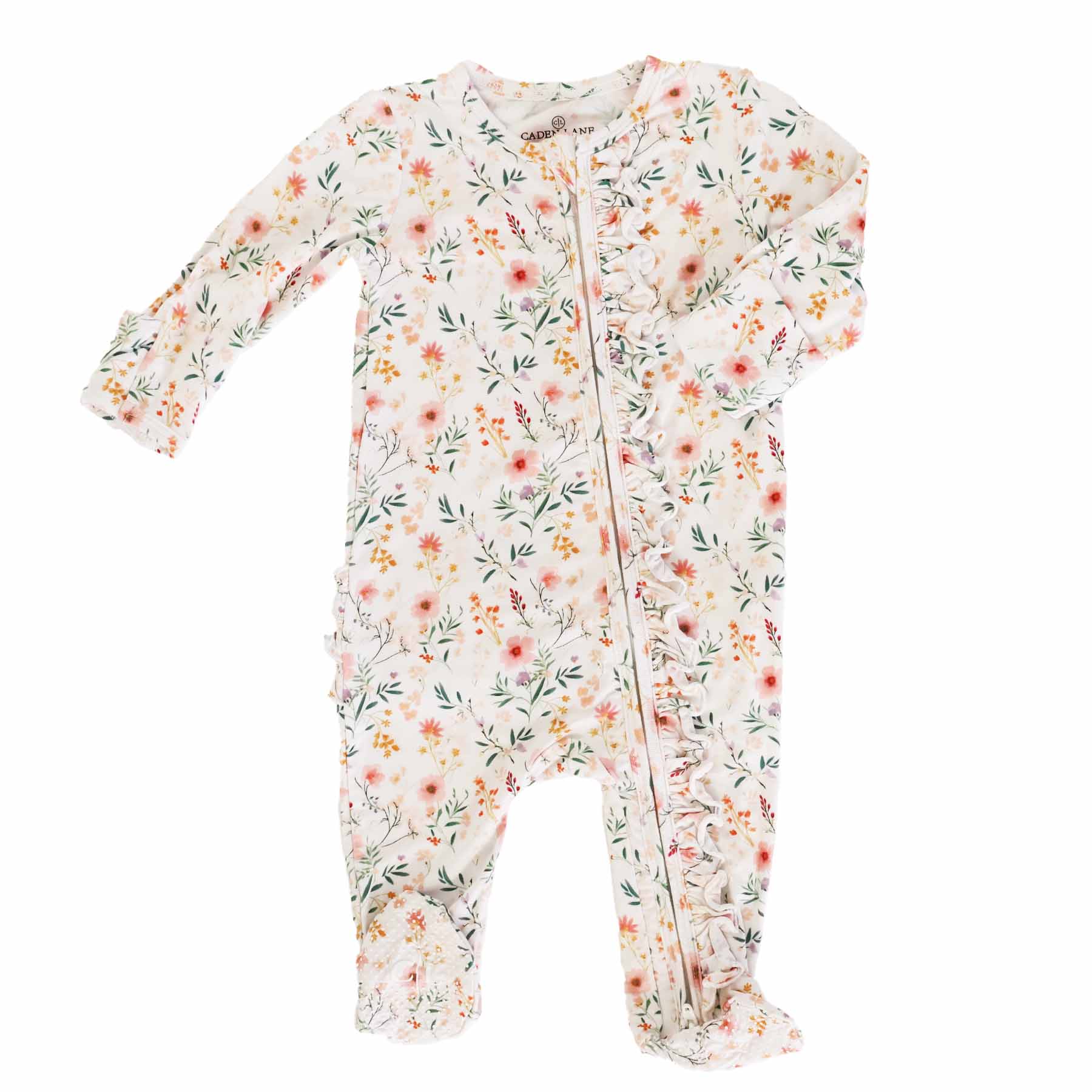 Winnie's Wildflowers Ruffle Zipper Footie - Image 7