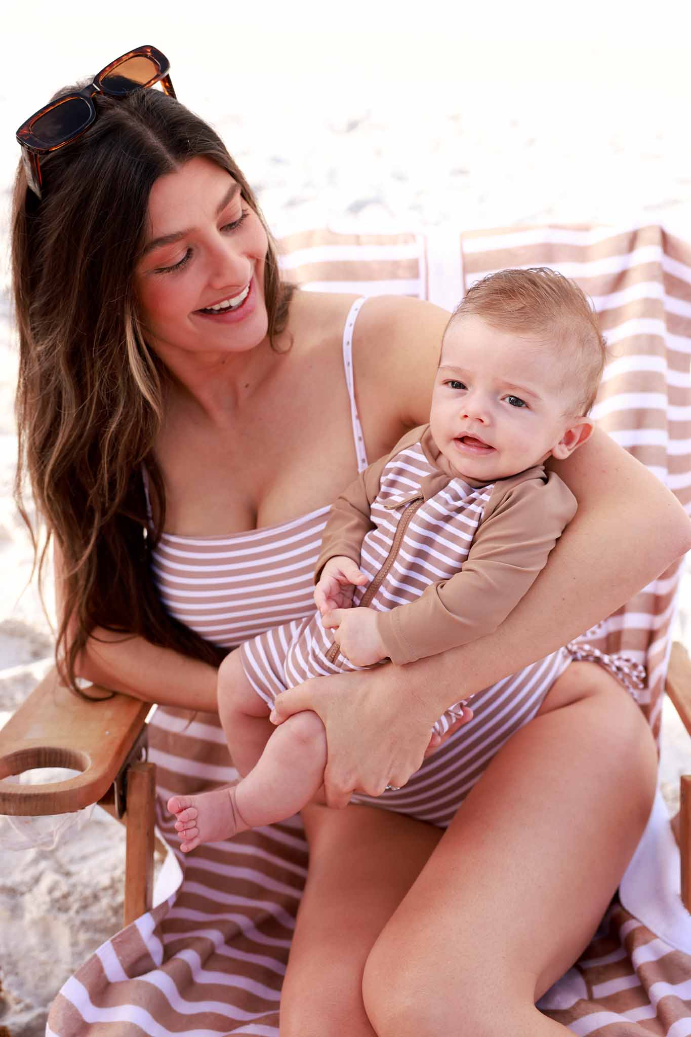 Women's Removable Strap One Piece | Sandy Stripes - Image 8