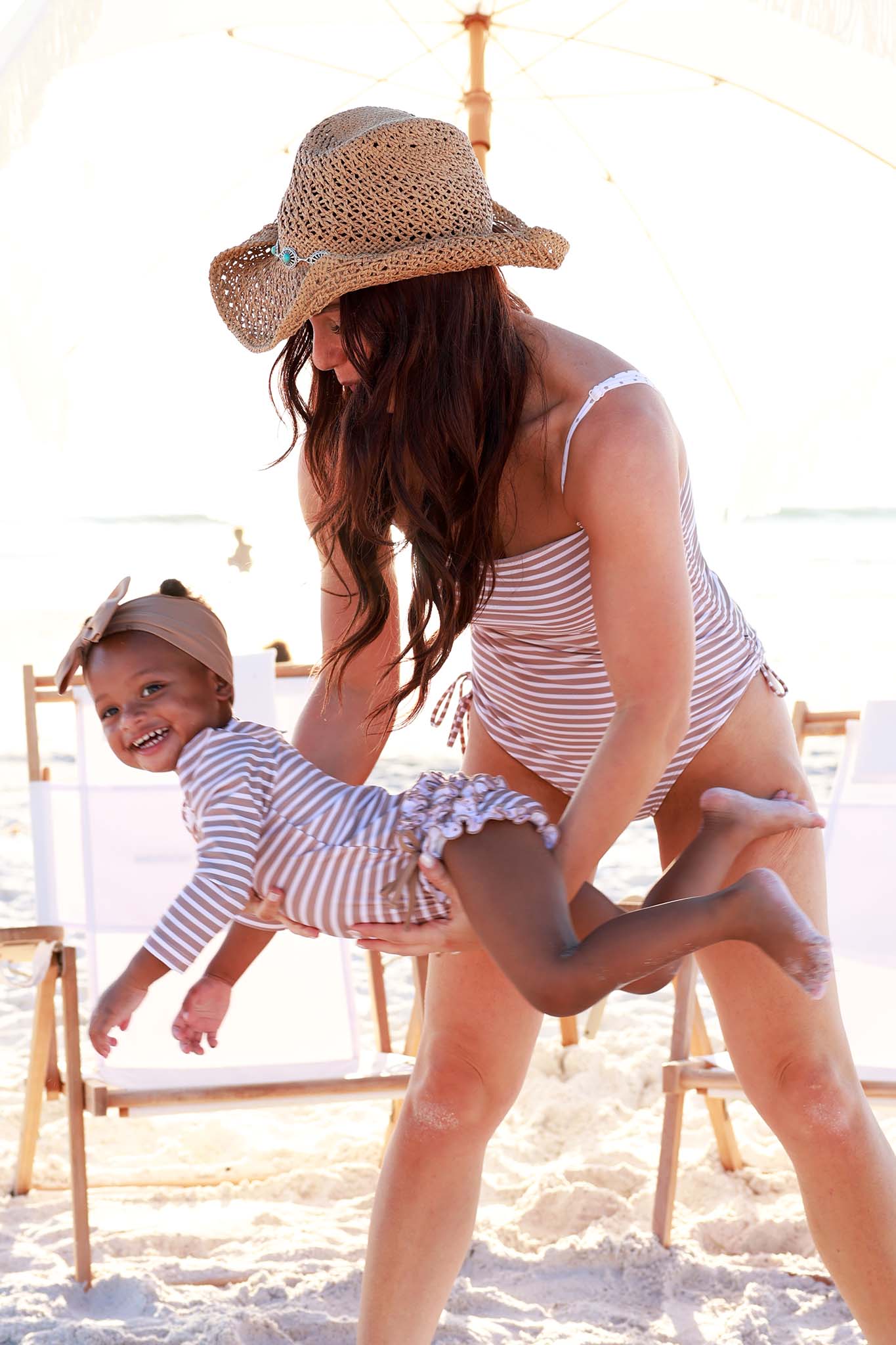 Women's Removable Strap One Piece | Sandy Stripes - Image 9