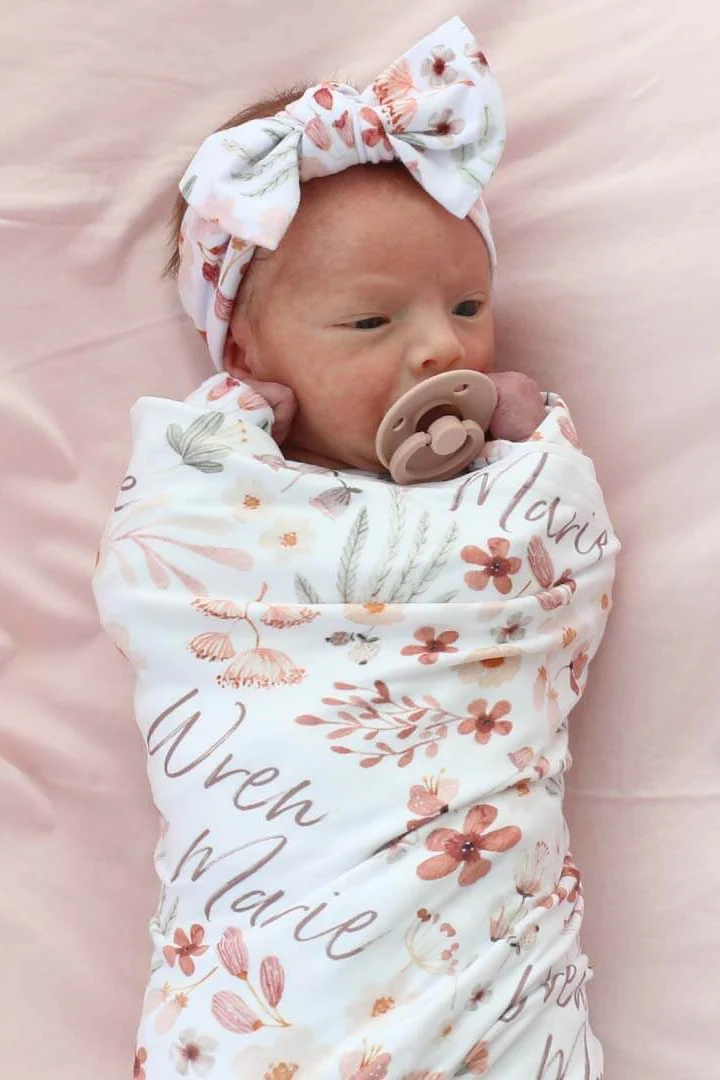 Wren's Wildflower Personalized Swaddle Blanket - Image 3