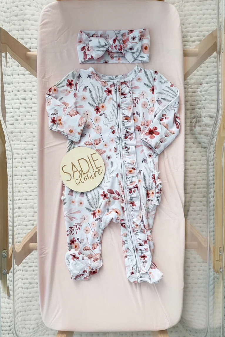 Wren's Wildflower Zipper Ruffle Footie - Image 3